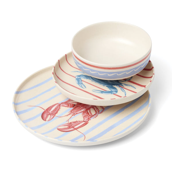 Lenox 24 Seven Bamboo Melamine Coastal Dinnerware Set for Four Shatter Resistant Outdoor Use Wharfside 899502