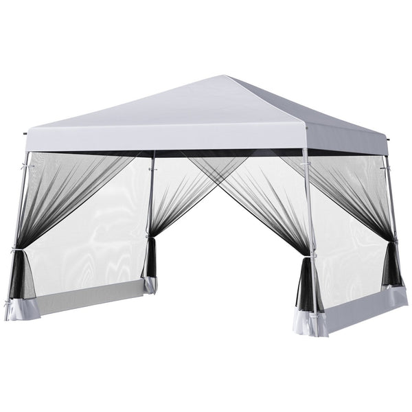 English Elm Outsunny Slant Leg Pop Up Canopy Tent With Mesh, Portable Sun Shelter For Parties & Outdoor Events W2225P200911-GIGA