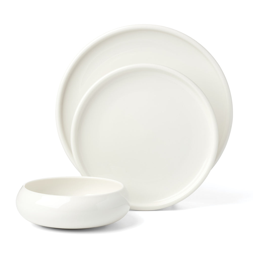 Lenox Quirk 12 Piece White Porcelain Dinnerware Set with Sculptural Modern Forms 899528