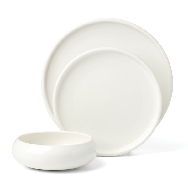 Lenox Quirk 12 Piece White Porcelain Dinnerware Set with Sculptural Modern Forms 899528