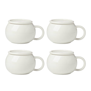 Lenox Quirk Sculptural White Porcelain Mugs with Coasters Set of 4 Dishwasher Safe 899530