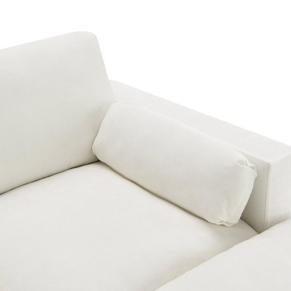 English Elm [video]86.5'' Chenille U-shaped Sectional with Dual Ottomans and Storage Pockets for Living Rooms White N723S7723A