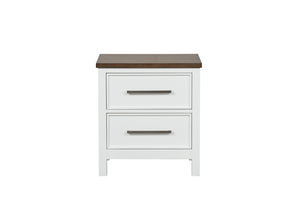 English Elm Contemporary Glam Nightstand Glossy White Lacquer Chrome Legs Dovetail Drawer Bedroom Dark Brown,White B2741P435881