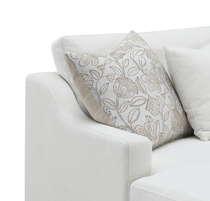 English Elm Valiant Ivory Chenille Sectional Sofa with Pocket Coil Seating, 4 High-Density Foam Pillows B2726S00265