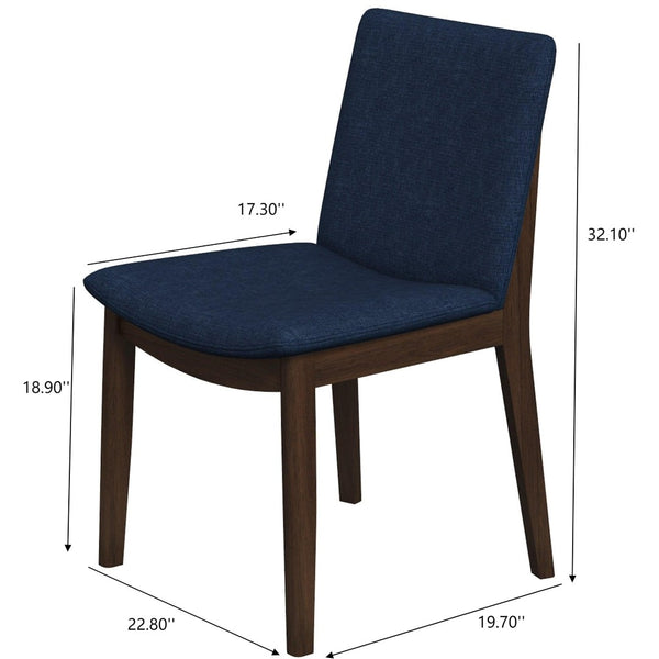 English Elm Laura Solid Wood Linen Seat Dining Chairs Mid Century Tapered Leg Set of Two B183P231973