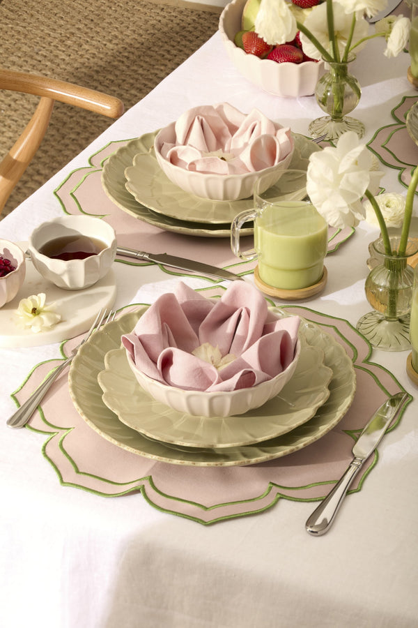 Lenox French Country Stoneware Dinnerware Set Scalloped Rim Matcha Glaze Service for 4 899745