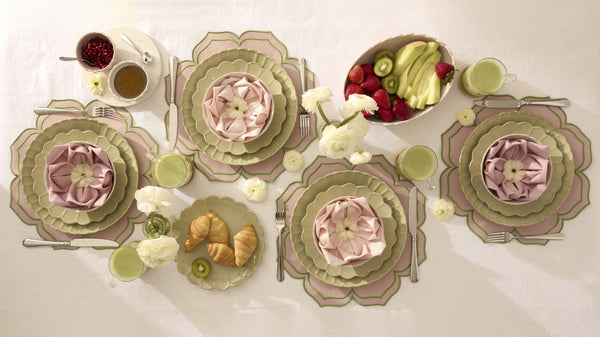 Lenox French Country Stoneware Dinnerware Set Scalloped Rim Matcha Glaze Service for 4 899745