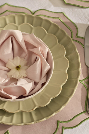 Lenox French Country Stoneware Dinnerware Set Scalloped Rim Matcha Glaze Service for 4 899745