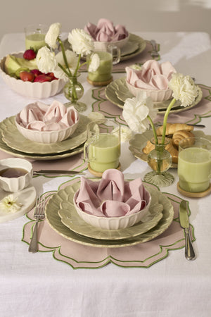 Lenox French Country Stoneware Dinnerware Set Scalloped Rim Matcha Glaze Service for 4 899745