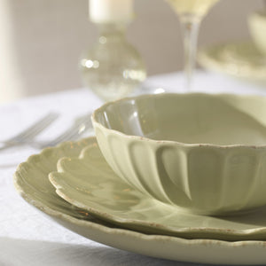 Lenox French Country Stoneware Dinnerware Set Scalloped Rim Matcha Glaze Service for 4 899745