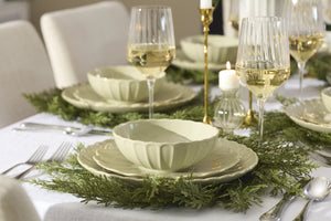Lenox French Country Stoneware Dinnerware Set Scalloped Rim Matcha Glaze Service for 4 899745