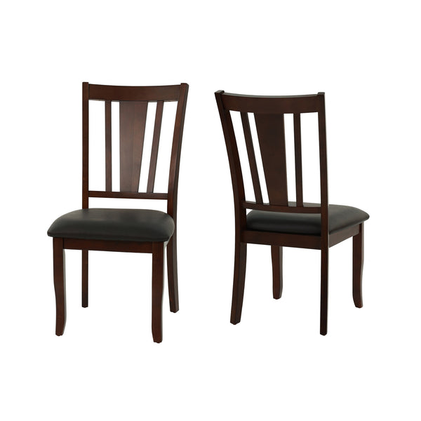 English Elm Charlton Espresso Slat Back Dining Side Chairs Set of 2 — Rubberwood Frame, Black Faux Leather Seats, Easy-Clean Comfort SR011285