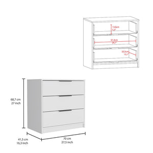 English Elm Kaia White 3-Drawer Dresser with Superior Top, Modern Particle Board Design, 27.5" Wide Storage B07091879