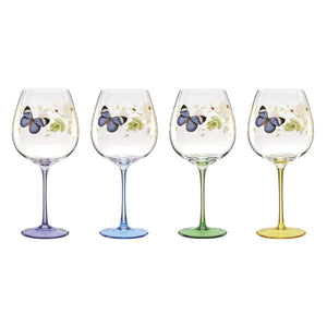 Lenox Butterfly Meadow Hand-painted Wine Glasses Set of 4 Botanical Garden Entertaining 899817