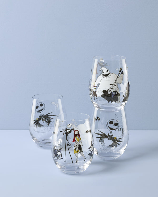 Lenox The Nightmare Before Christmas Glass Tumbler Set of 4 Disney Licensed Barware 899825