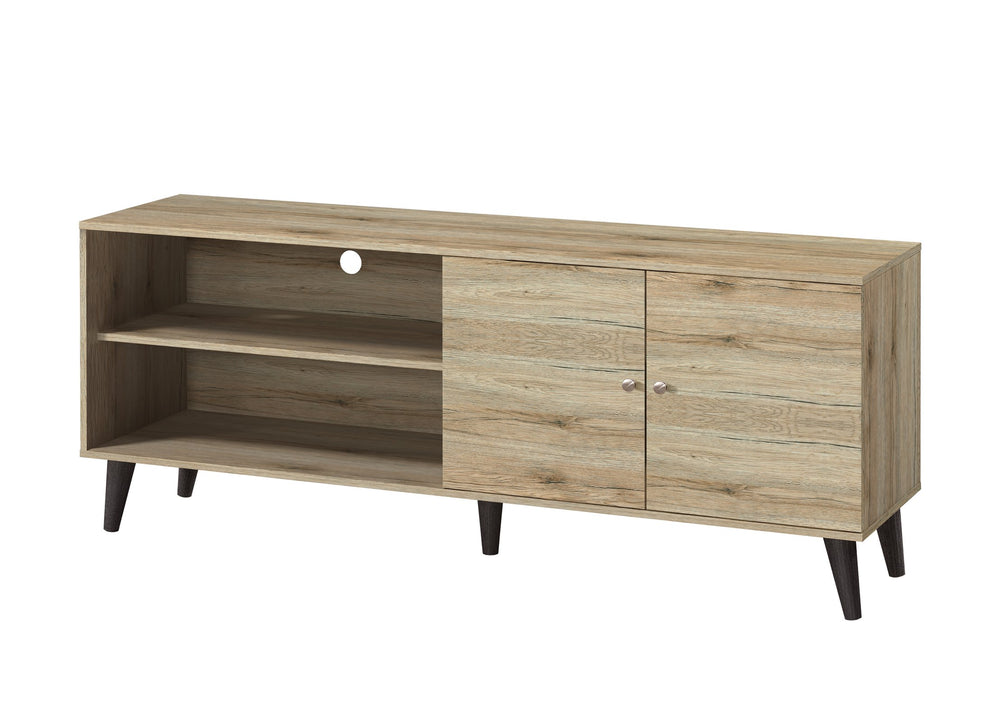 English Elm Amidon Modern Tv Stand For 63" Tvs, Stylish Oak Finish With Storage Shelves & Cabinet, Chic Design B2735P297799