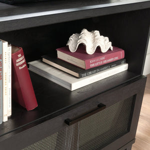 English Elm File Credenza Black Finish – Sleek Engineered Wood Storage with Adjustable Shelf, Smooth-Glide Drawers, Durable Design (53.36"L x 23.44"W) B356P402621