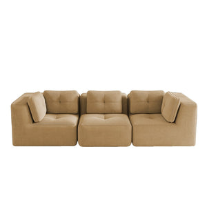 English Elm Modern Corduroy Modular Sectional Sofa Deep Seat Tufted Piping No Assembly Required Camel W714S01783