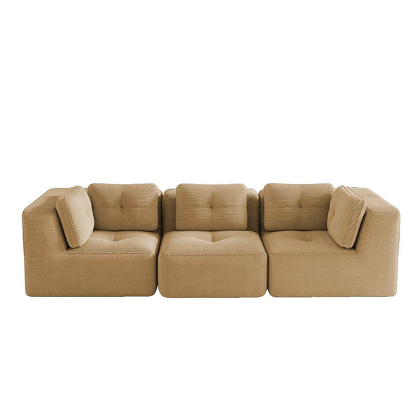 English Elm Modern Corduroy Modular Sectional Sofa Deep Seat Tufted Piping No Assembly Required Camel W714S01783