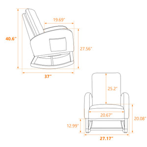 English Elm 27.2"w Wingback Glider Rocker Polyester Nursery Chair with Walnut Rubberwood Base W3188P304604