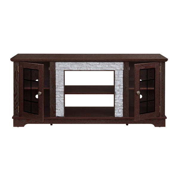 English Elm 58" Modern TV Stand with Faux Stone Top, 6 Cable Cutouts, Ample Adjustable Storage for 75" TVs Cherry W2275P342692