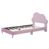 English Elm Twin Size Upholstered Cloud-Shape Bed ,Velvet Platform Bed With Headboard,No Box-Spring Needed,Pink