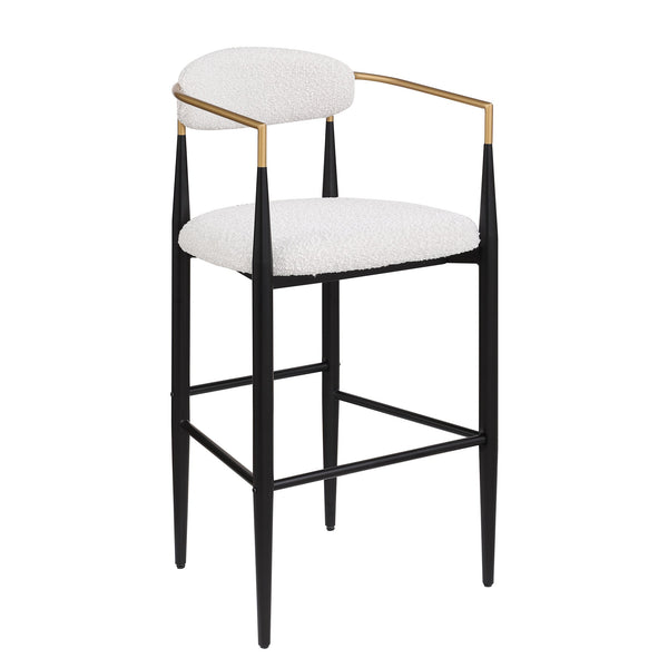 English Elm Christopher Knight Home® - Barstools Set Of 2 - Modern Upholstered Kitchen Stools With Supportive Backs & Iron Legs, Beige N779P248198M