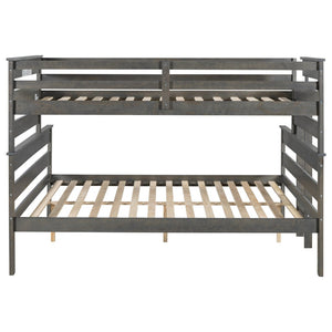 English Elm Wood Twin Xl Over Queen Bunk Bed In Gray - Stylish Space-Saving Solution For Kids & Guests! GX000446AAE-1-GIGA