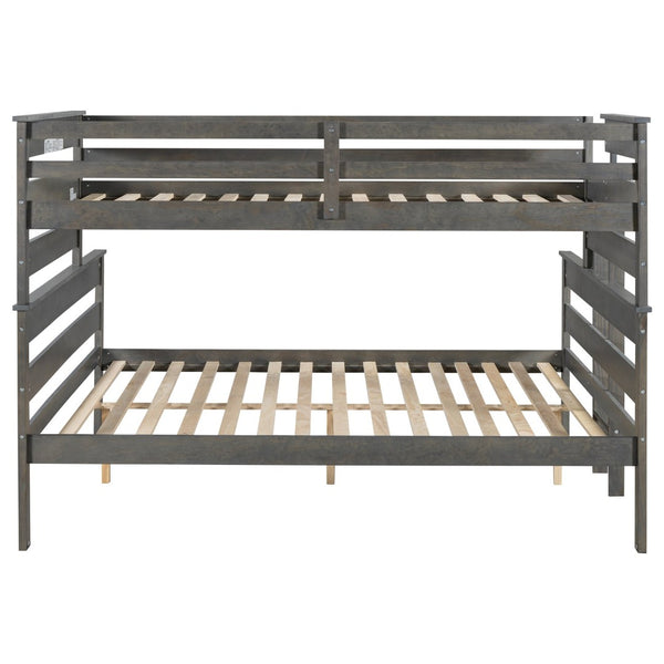English Elm Wood Twin Xl Over Queen Bunk Bed In Gray - Stylish Space-Saving Solution For Kids & Guests! GX000446AAE-1-GIGA