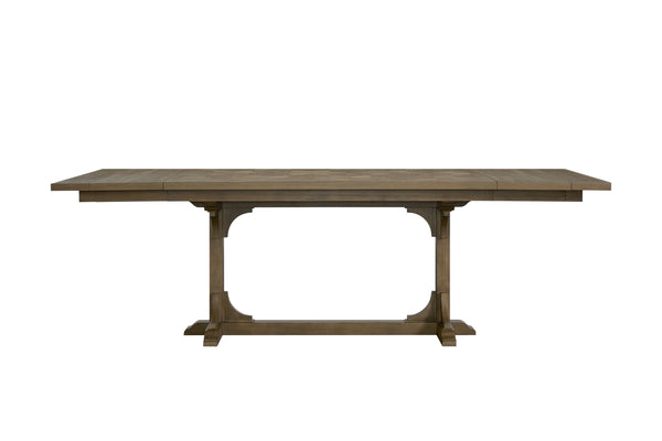 English Elm Counter Elm Veneer Table with Turned Legs and Drawer, Warm Finish, Open Shelf & Metal Rail Almond 88 L x 48.75 W x 9.5 H B2699S00092