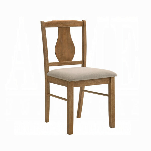 English Elm Weathered Oak Five-Piece Dining Set with Padded D22 Foam Seats, Warm Grain Finish for Cozy Meals B062P209306