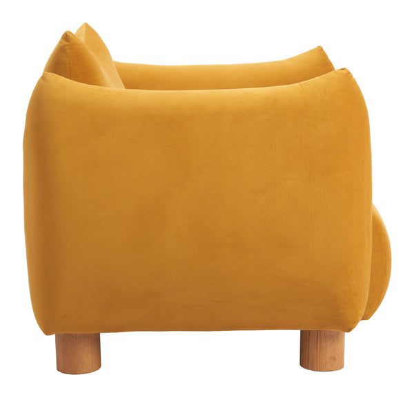 Zuo Modern Meia Accent Chair Mustard - Stylish Modern Design, High-quality Polyester, Perfect For Any Space! Yellow 100% Polyester,Plywood,Ash Wood 110476-zuo-modern