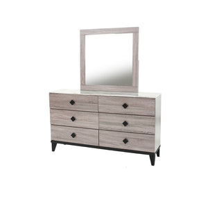 English Elm Modern Chest of Drawers with Faux Marble Top and Black Square Hardware - 4-Drawer Storage Accent Piece Cream 19 L x 34 W x 65 H B011P395428