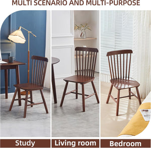 English Elm 4 Solid Wood Dining Chairs with Curved Backrests, Wide 16.5" Seats, Anti-Skid Feet, Easy-Clean Finish Walnut T3967P383422