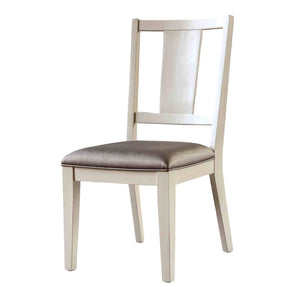 English Elm White Oak Finish 2pc Side Chair Faceted Panel Back Padded Seat Transitional Dining Room Chair, Durable Oak Fabric Upholstery, Simple Assembly Included B2741P406254