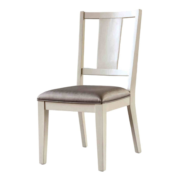 English Elm White Oak Finish 2pc Side Chair Faceted Panel Back Padded Seat Transitional Dining Room Chair, Durable Oak Fabric Upholstery, Simple Assembly Included B2741P406254