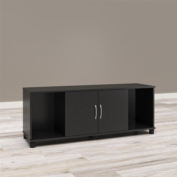 English Elm Lory Entryway Bench with Four Open Shoe Compartments in Sleek Black Finish B2733P444610