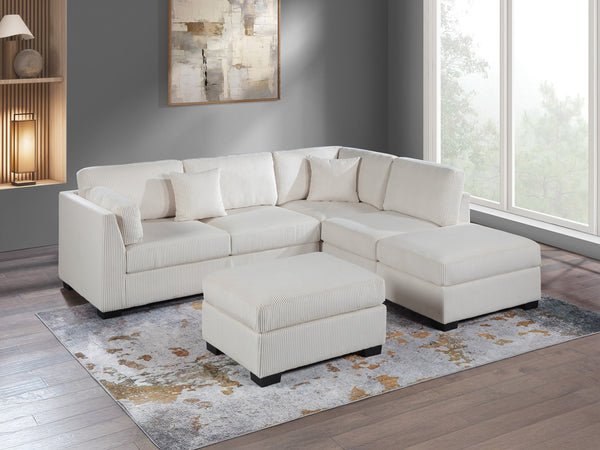 English Elm Contemporary 3-Piece Sectional Sofa Set in Ash Black Corduroy with RAF/LAF Chaise, Tufted Seats, Pillows - Stylish Low-Profile Design Beige 34 L x 26 W x 45 H B011S01768