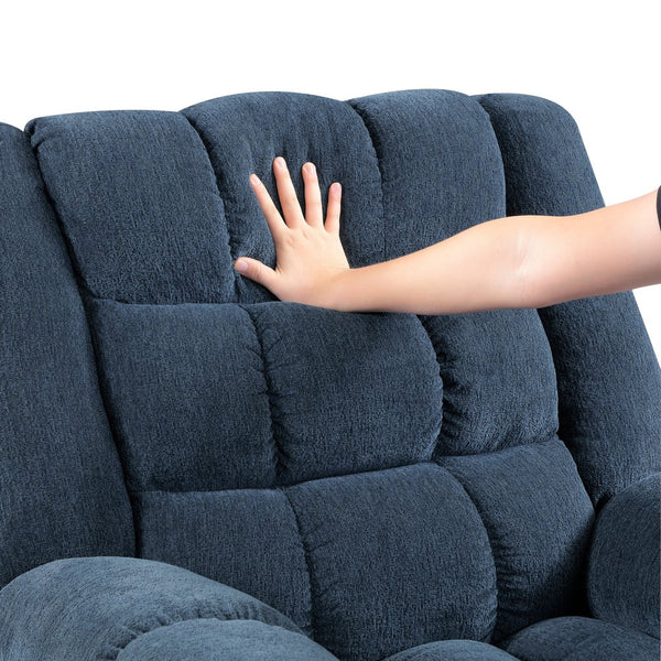 English Elm Gentle Rocking Reclining Chair with Chenille Upholstery, Ultra-Comfort Seat, Smooth Motion Recliner for Living Room Relaxation and Support Blue 41 L x 32 W x 29 H B011P347314