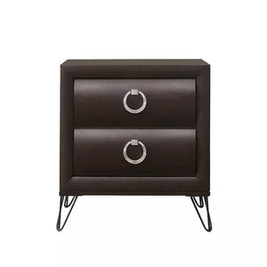 English Elm 2 Drawer Nightstand Curved Front Dovetail Joinery Iron Legs Felt Lined Bedroom B016P256424