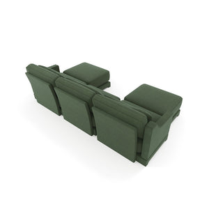 English Elm Three-Seater Sofa Set With 2 Ottomans & Lumbar Pillow, Elegant Chenille, Durable & Stylish Green Design W714S01218-GIGA