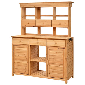 English Elm Topmax Fir Wood Hutch Potting Bench with Drawers Shelves Mudroom Storage N717P229024A