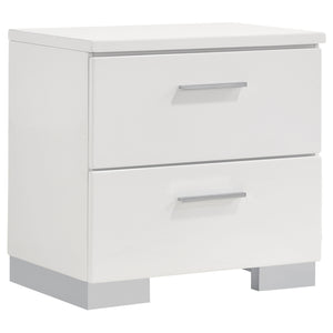 English Elm Dulcey White High Gloss 5-Piece Queen Bedroom Set - Contemporary Design & Ample Storage Solutions B062S01341