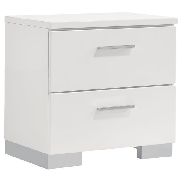 English Elm Dulcey White High Gloss 5-Piece Queen Bedroom Set - Contemporary Design & Ample Storage Solutions B062S01341