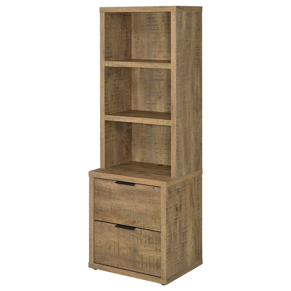 English Elm Geary Mango 3-Shelf Bookcase with Lockable Top Drawer, USB Port, Engineered Wood, Display & Secure Storage B062P375563