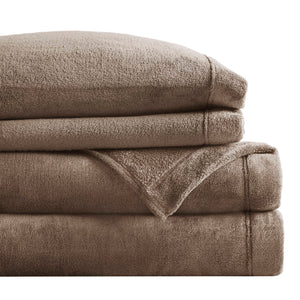 JLA Home True North by Sleep Philosophy - Micro True North Soloft Micro Plush Sheet Set – Brushed Both Sides, Lightweight Warmth, OEKO‑TEX Safe Comfortable Care Brown BL20-0452