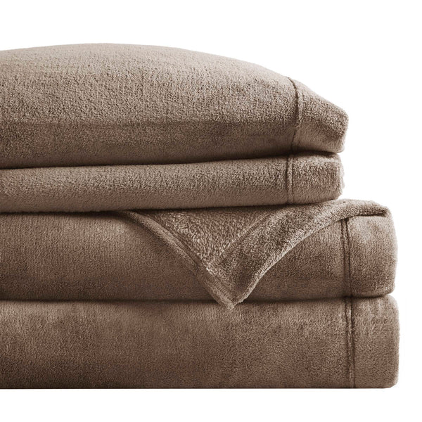 JLA Home True North by Sleep Philosophy - Micro Plush Sheet Set by Sleep Philosophy — Ultra-Soft Brushed, Lightweight Warmth, OEKO-TEX Certified Bedding Brown BL20-0450