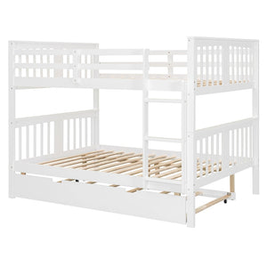 English Elm Full Over Bunk Bed with Twin Trundle Solid Pine Frame Gray Convertible LT100204AAK