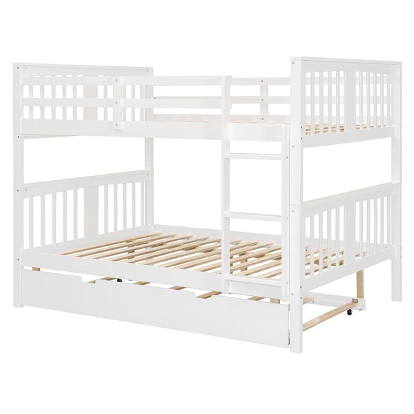 English Elm Full Over Bunk Bed with Twin Trundle Solid Pine Frame Gray Convertible LT100204AAK