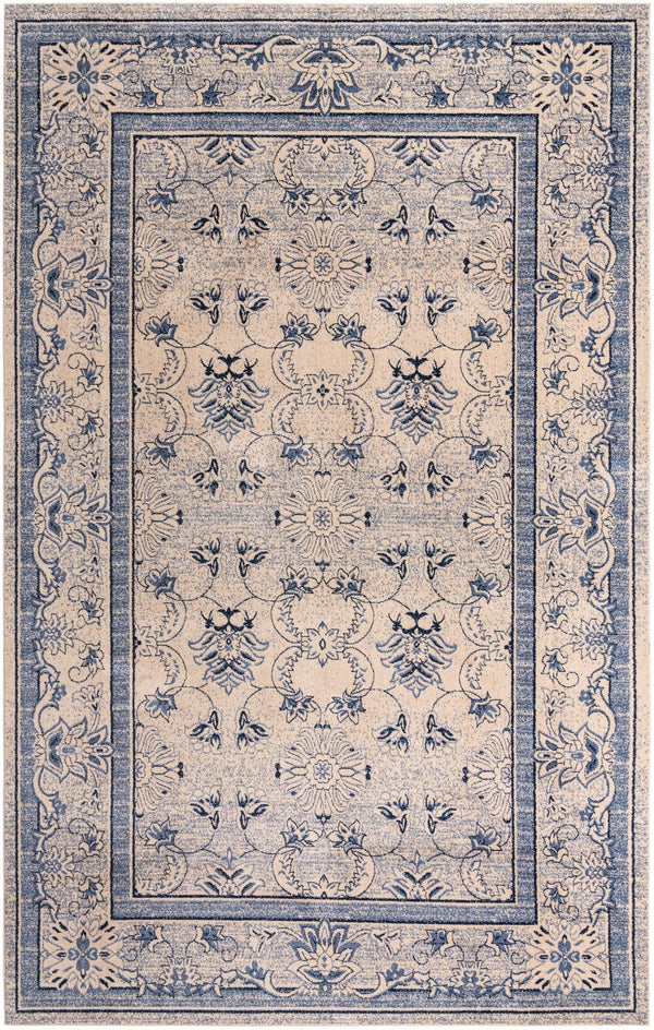 Unique Loom La Jolla Botanica Machine Made Floral Rug Ivory Blue, Beige/Blue/Light Blue/Ivory 10' 6" x 16' 5"